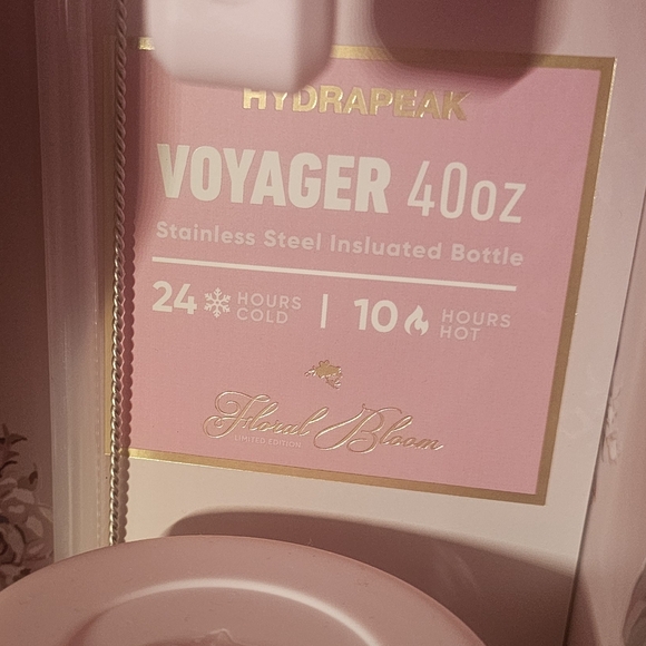 Hydrapeak Floral Tumbler with Lid - Pink and Gold - Picture 5 of 12